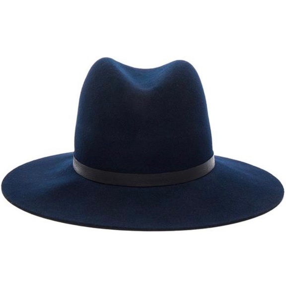 Janessa Leone Accessories - Janessa Leone Agate Leather Band Hat - Blue